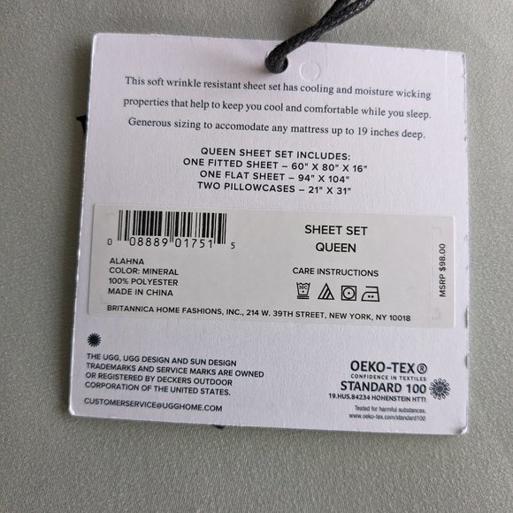 UGG Bedding Ugg Sheets Set Cooling Technology For All Season Comfort Queen Size Mineral